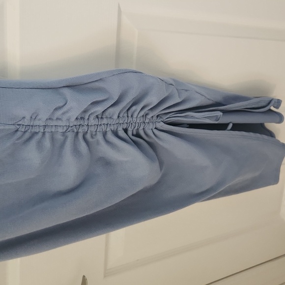 Cider Blue Ruched Midi Dress Rib Button Drawstring Curvy Large - Picture 3 of 7